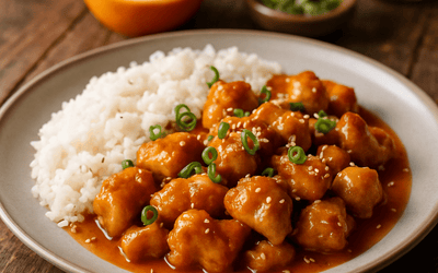 Asiatisches Orangen Hähnchen mit Reis (40 Min) | Würzig | Rezept - Rothsteiner