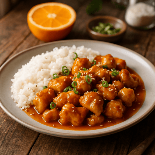 Asiatisches Orangen Hähnchen mit Reis (40 Min) | Würzig | Rezept - Rothsteiner