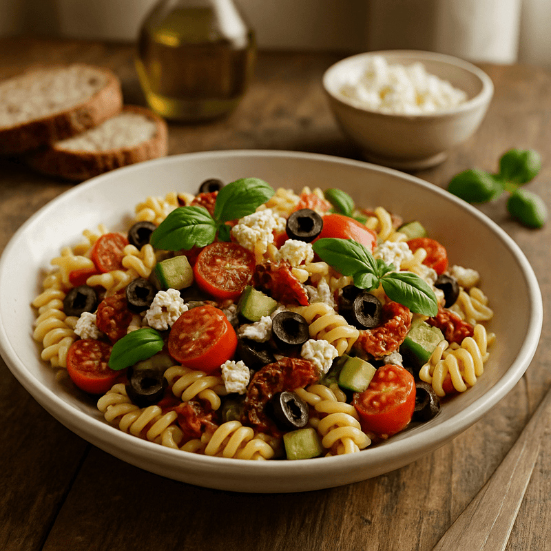 Mediterraner Nudelsalat (25 Min) | Frisch & Würzig | Rezept - Rothsteiner